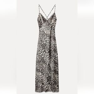 Zara Black and Cream Animal Print Maxi Dress